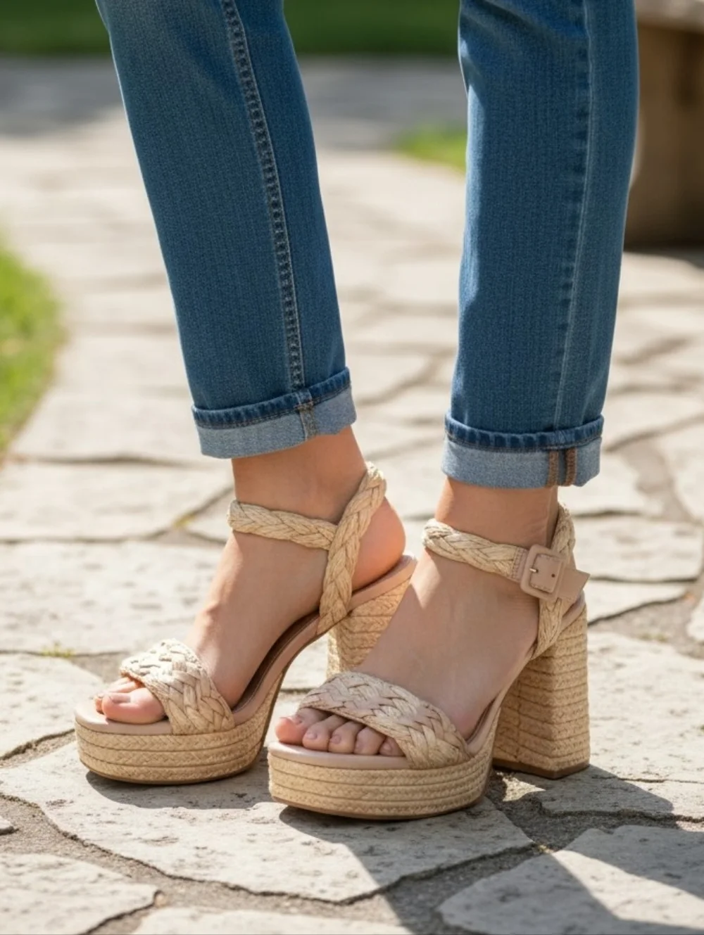Marc Fisher Seclude Woven Platform Block Heel Sandals